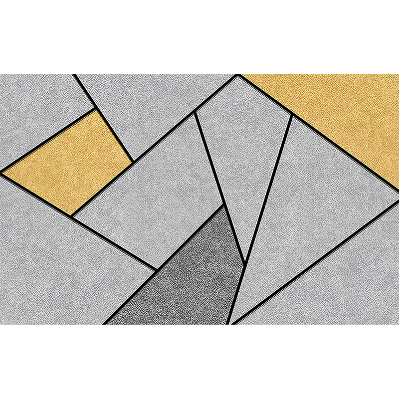 Extra Large Nordic Wall Art Grey and Yellow Geometries Mural Wallpaper, Custom-Printed