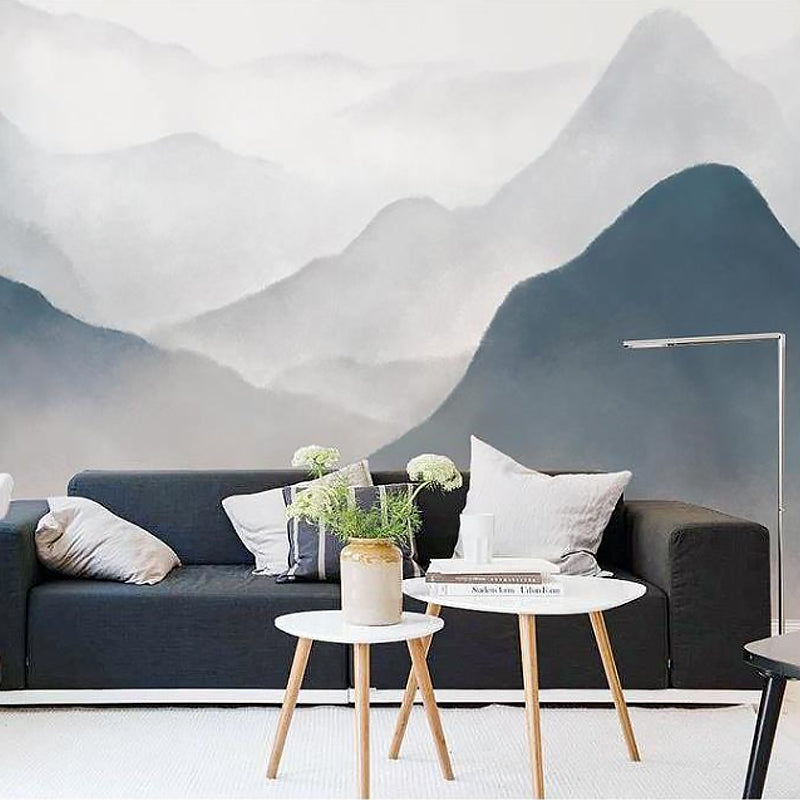 Watercolors of Mountain Wall Art for Gallery, Pastel Grey, Personalized Size Available