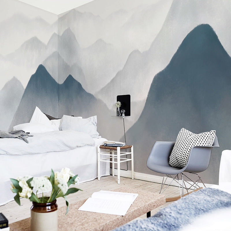 Watercolors of Mountain Wall Art for Gallery, Pastel Grey, Personalized Size Available