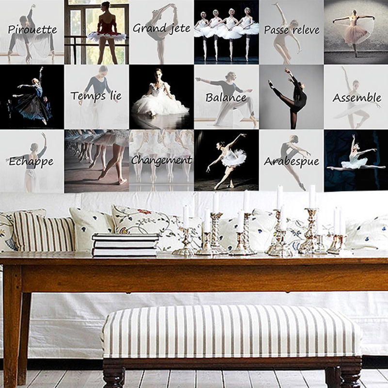 Black and White Ballet Mural Wallpaper Stain-Resistant Wall Decor for Accent Wall