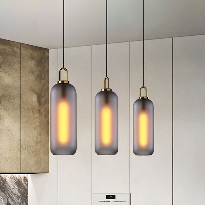 1 Pendre de salle à manger légère avec kit de lampe suspendue post-moderne en verre transparent / fumé, 5 "/ 6" de largeur