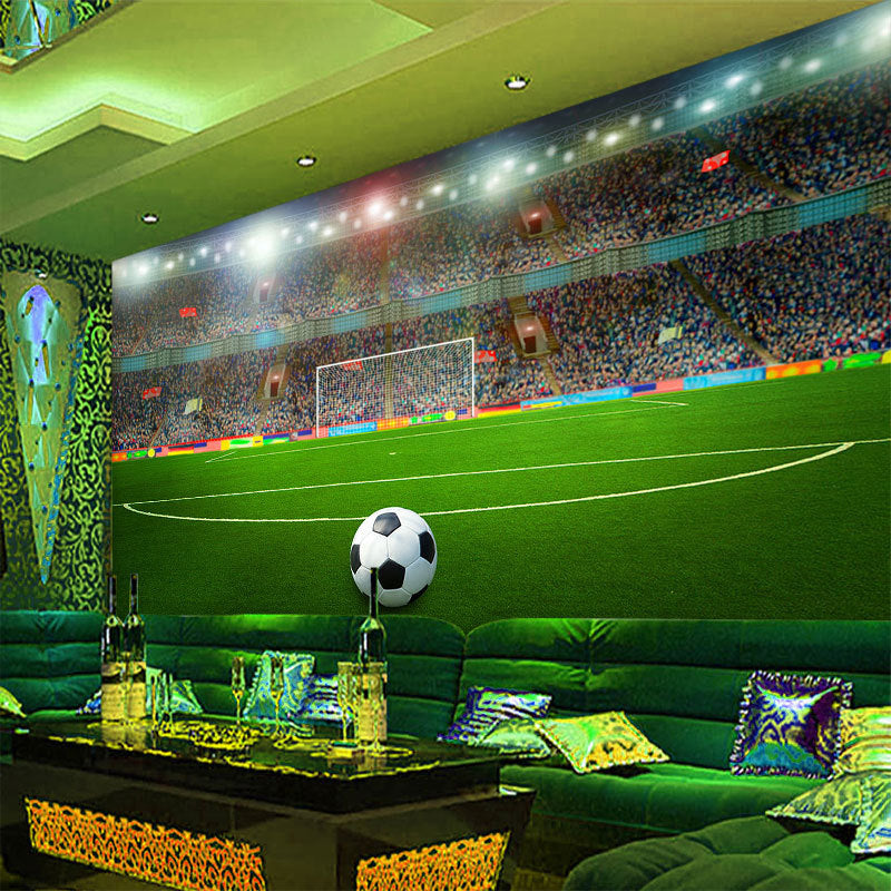Big Photo Simple Mural Wallpaper for Clue with Football Field Design in Green