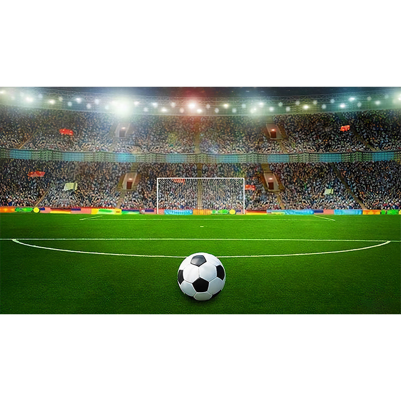 Big Photo Simple Mural Wallpaper for Clue with Football Field Design in Green