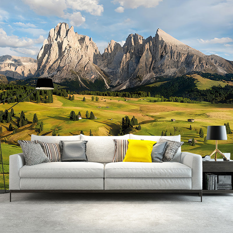 Photo Mountain and Grass Mural Extra Large Wall Art for Guest Room, Custom-Printed