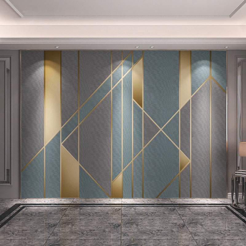 Grey and Blue Mural Wallpaper Extra Large Color Block Wall Covering for Home Decoration