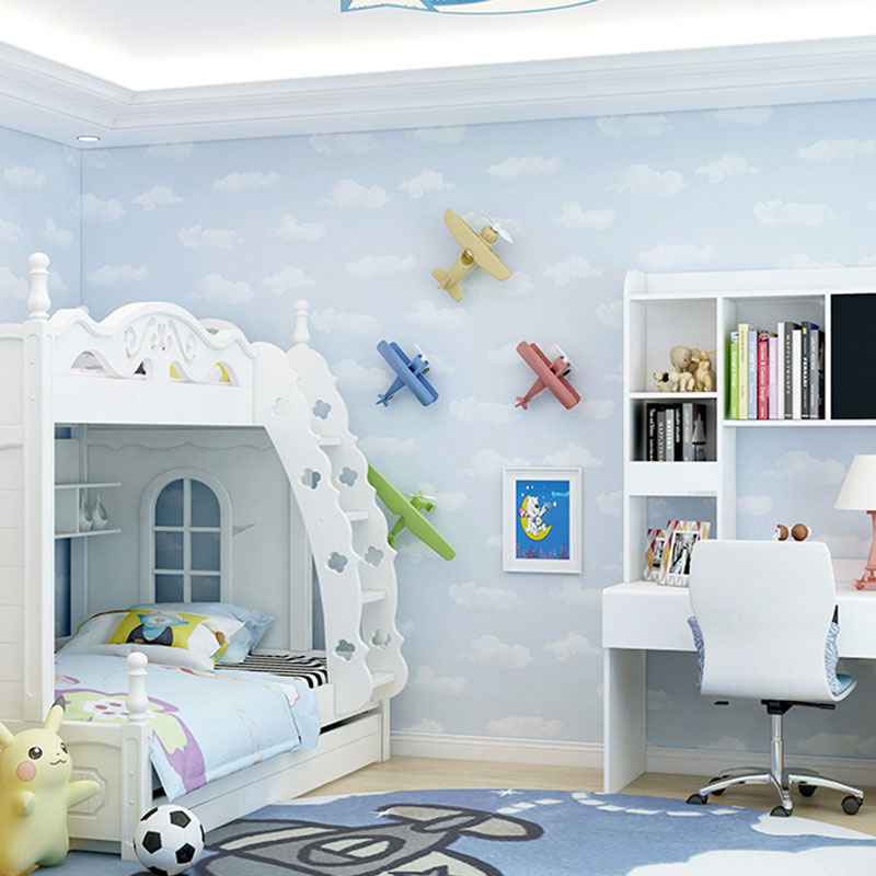 20.5" x 33' Cloud Wallpaper in Pastel Color Non-Woven Fabric Wall Covering for Kids, Non-Pasted