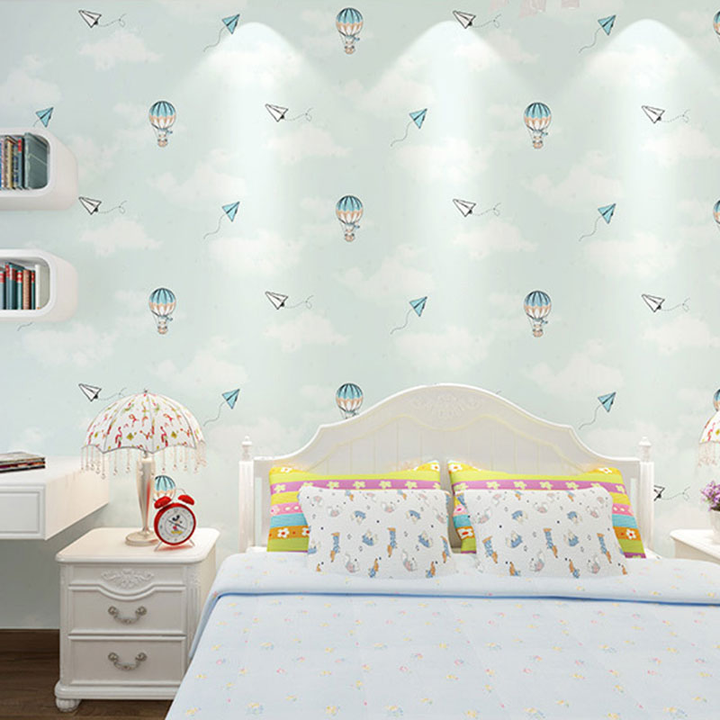 Illustration Style Balloon Wallpaper Pastel Color Wall Covering for Kid, 31-foot x 20.5-inch