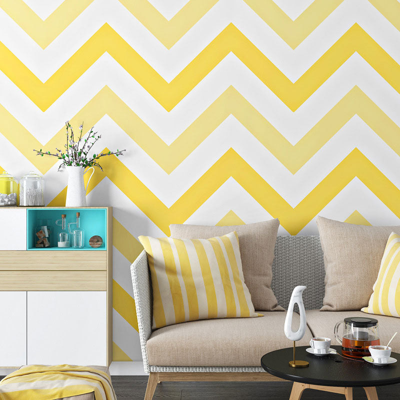 Waving Geometries Wallpaper Toll in Light Color, Contemporary Wall Decor for Children's Bedroom