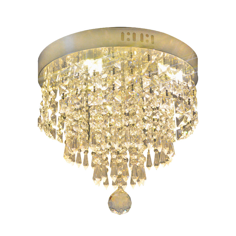 Cascading Corridor Flush Mount Fixture Modernism Clear Crystal LED Chrome Flush Lighting