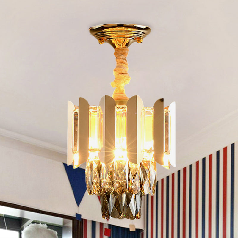 3 luci trasparenti/fumo cristallo semi -filo antico oro antico/nero/rosa 3 livelli corridoio soffitto lampada a filo