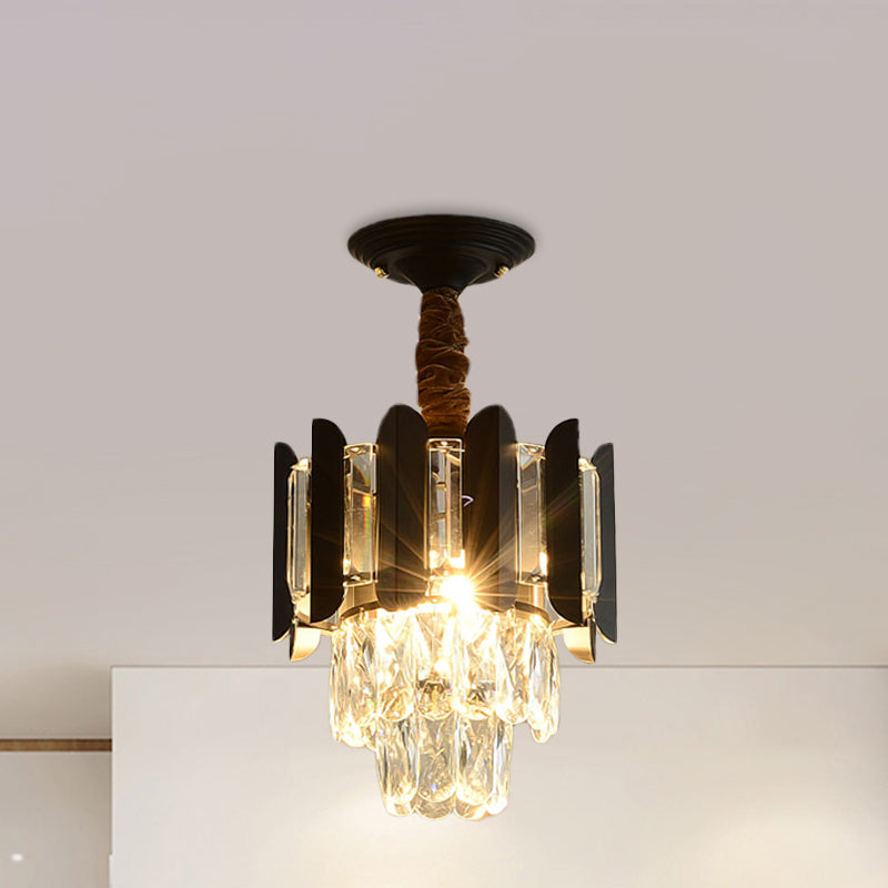 3 luci trasparenti/fumo cristallo semi -filo antico oro antico/nero/rosa 3 livelli corridoio soffitto lampada a filo