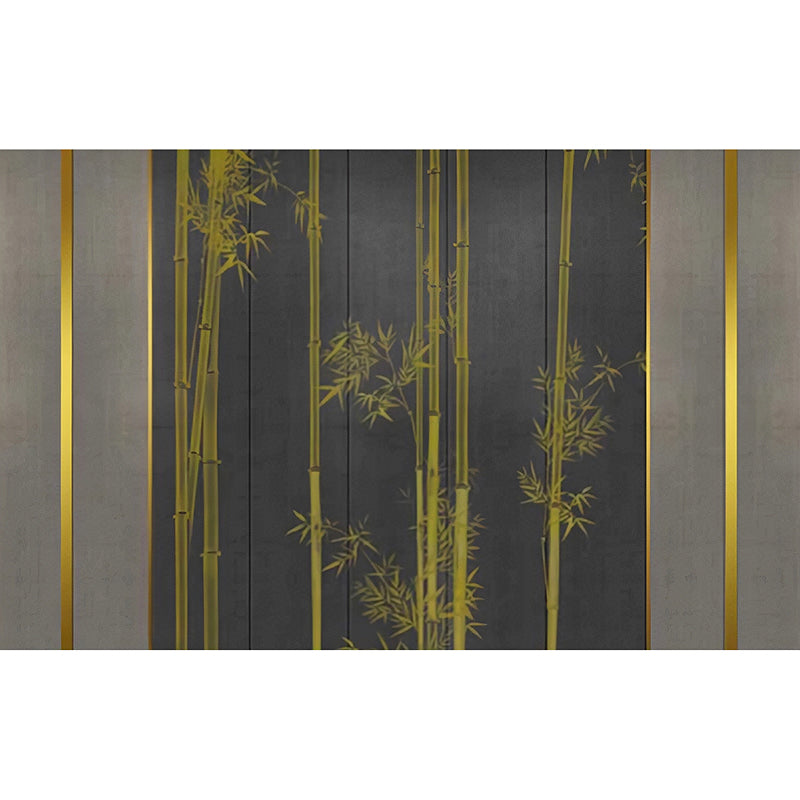 Minimalist Bamboo Wall Art for Coffee Shop, Extra Large Wall Mural in Green