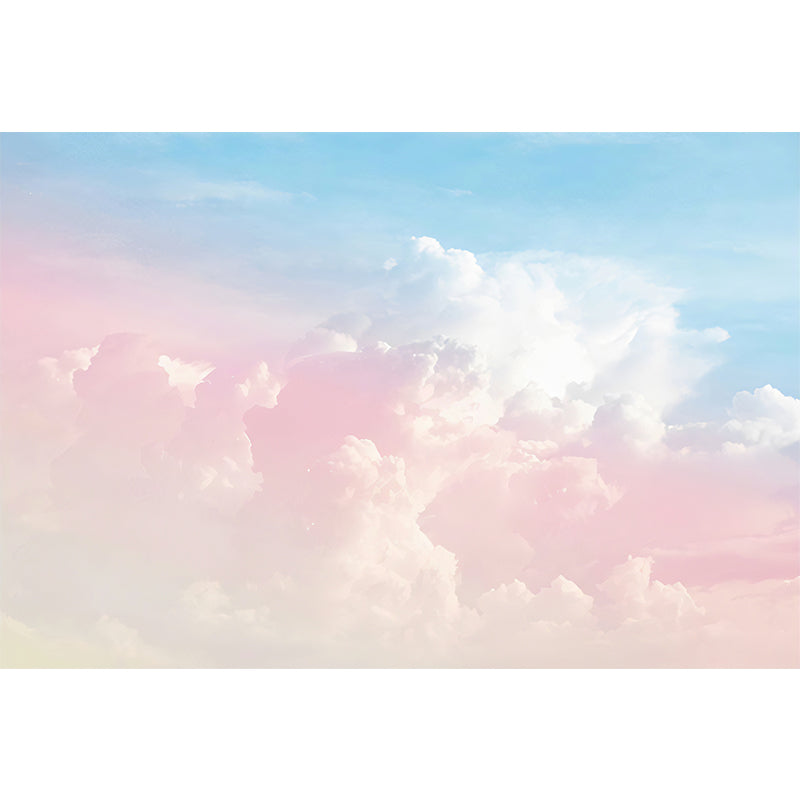 Extra Large Mural Pink Cloud and Blue Sky Non-Woven Fabric Wall Covering for Home Decor, Custom-Made