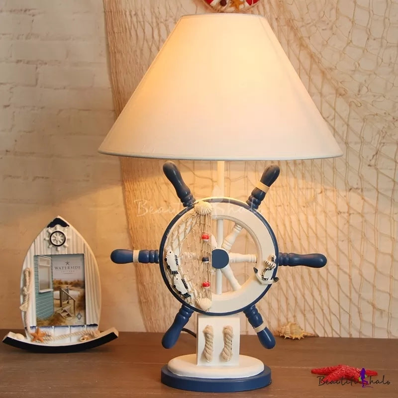 Adult Bedroom Rudder Desk Light Resin 1 Head Nautical Style White Reading Lamp