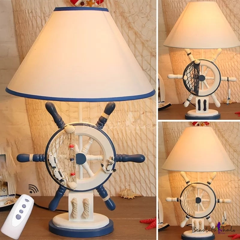 Adult Bedroom Rudder Desk Light Resin 1 Head Nautical Style White Reading Lamp