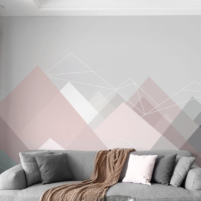 Simple Triangle Mural Wallpaper Non-Woven Fabric Wall Art for Accent Wall, Custom-Made