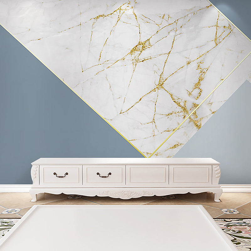 Extra Large Illustration Minimalist Mural for Gallery with Marble and Block in Grey and Blue