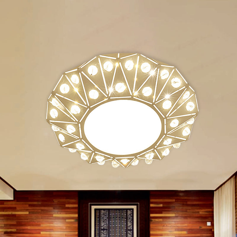Cut Crystal Clear Ceiling Light Laser Cut Round Small Entryway LED Flush Mount Lighting Fixture