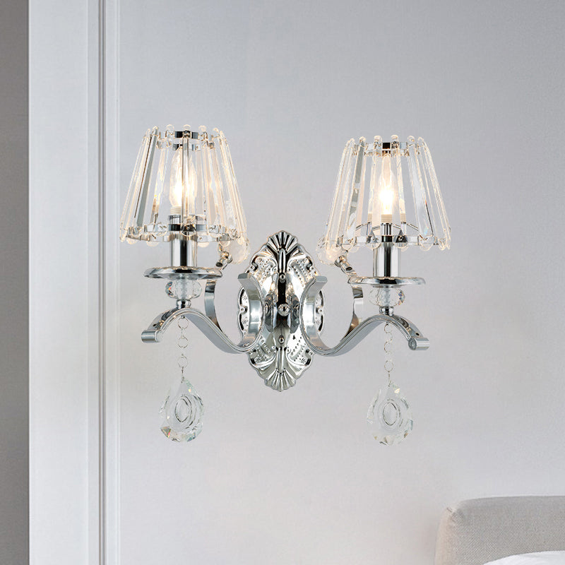 CONICALLE CONICAL SORME MURS IDÉES d'éclairage mural argenté en cristal contemporain 2-LIGHT