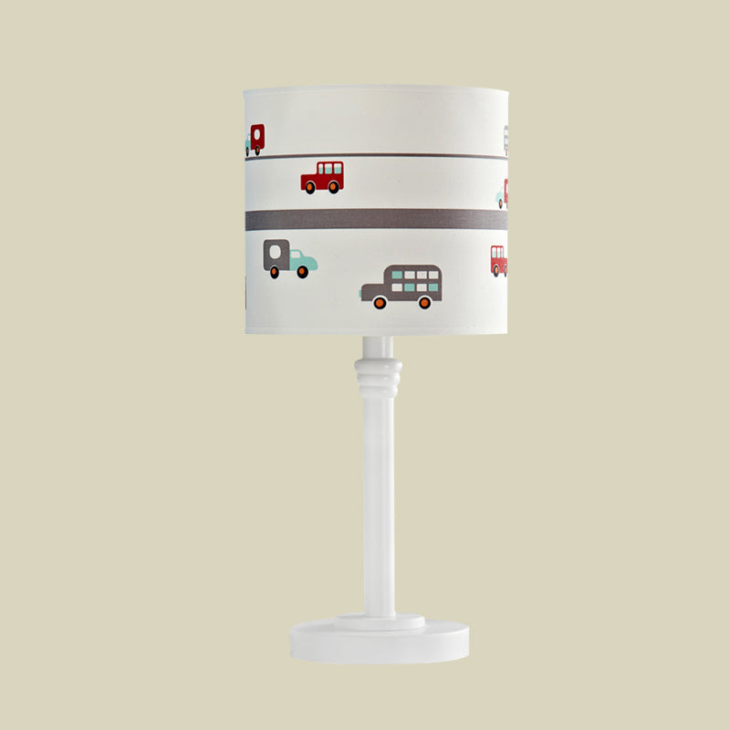 Lighting White Drum Highstasta Contemporary 1 Light Table Lampada con tonalità in tessuto