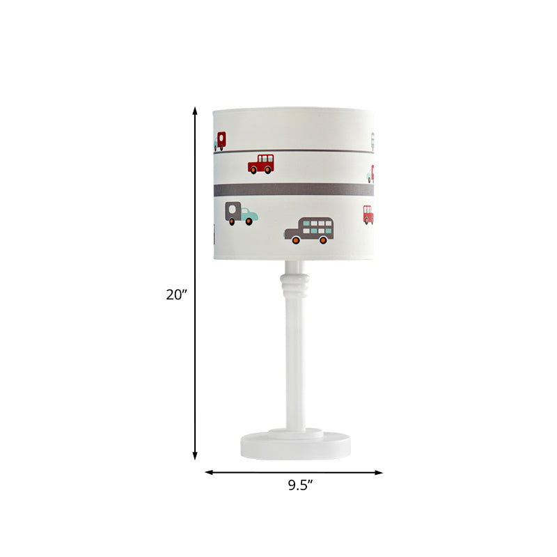 Lighting White Drum Highstasta Contemporary 1 Light Table Lampada con tonalità in tessuto