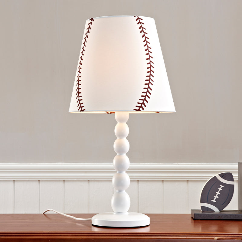 Lámpara de mesa nocturna de barril con diseño de béisbol tela moderna 1 cabeza de lectura blanca luz de libro para dormitorio