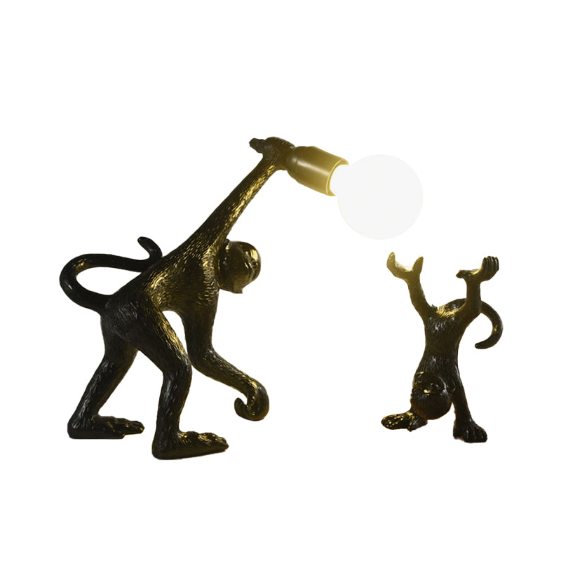 Resina Monkey Shape Night Table Light Creative 1 Bulb Gold/White/Black Lettura Lucile per camera da letto