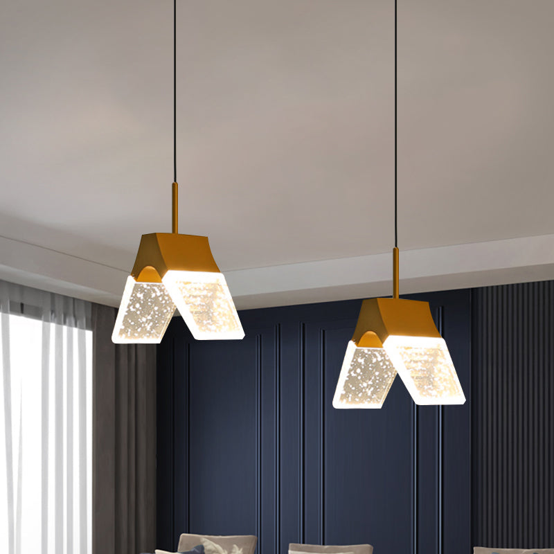 Orb/Tränendrop/Bogenform -Pendel Licht Minimalist klarer Kristallglas LED Gold hängende Deckenlampe