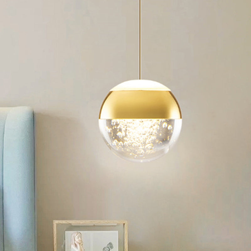 Orb/Teardrop/Arc Shape Pendulum Light Minimalist Clear Crystal Glass LED Gold Hanging Ceiling Lamp