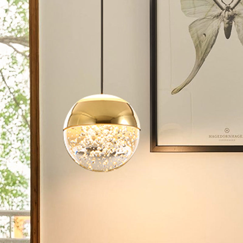 Orb/Teardrop/Arc Shape Pendulum Light Minimalist Clear Crystal Glass LED Gold Hanging Ceiling Lamp