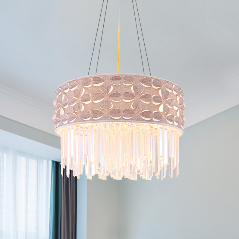 Minimale trommel kroonluchter licht fluit kristal 4 koppen eetkamer hanger lamp in wit