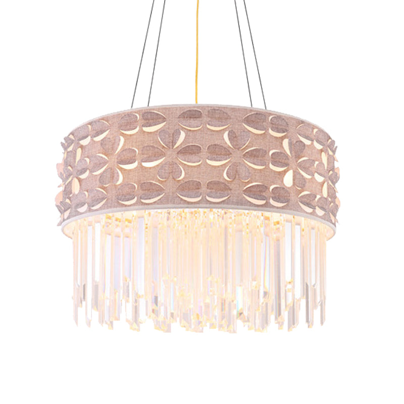 Minimale trommel kroonluchter licht fluit kristal 4 koppen eetkamer hanger lamp in wit