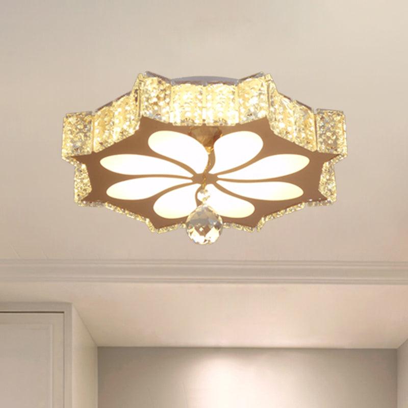 Flower Flushmount Modern Style Faceted Crystal LED Gold Flush Mount Lighting for Corridor