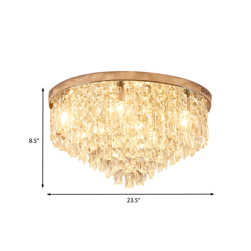 Clear Crystal Layer Flush Mount Minimalist 12 Köpfe in Gold für Wohnzimmer in Gold