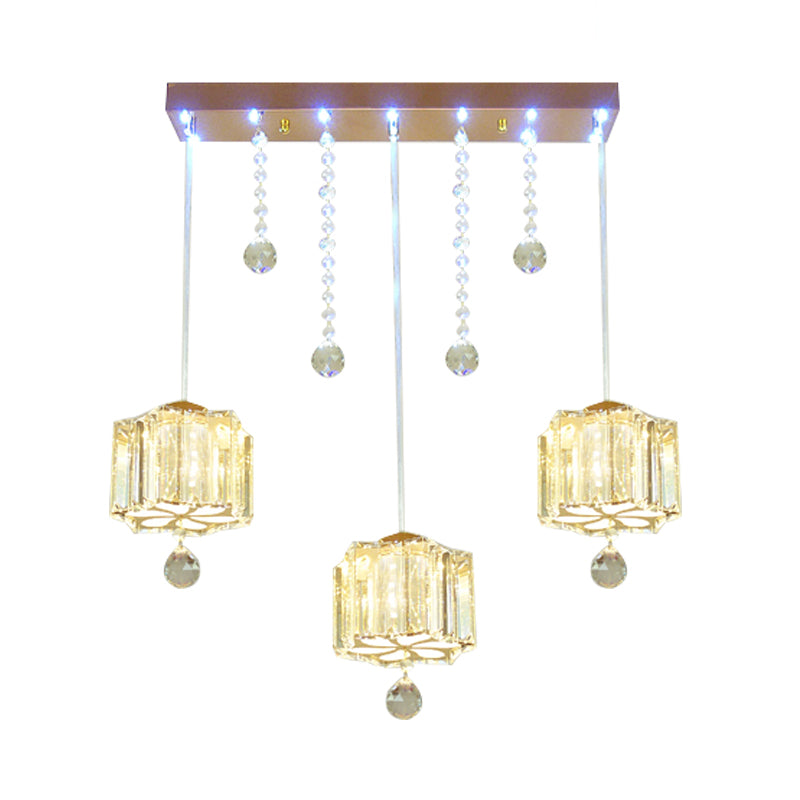 Lampada a bordo multiplo a 3 cipanti a fiore d'oro con baldacchino lineare con baldacchino lineare