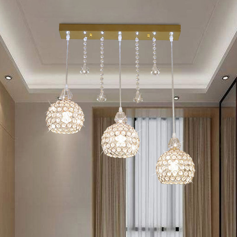 Corridoio globo lampada sospensione in oro in oro in oro a 3 luci a 3 luci a 3 luci a 3 luci