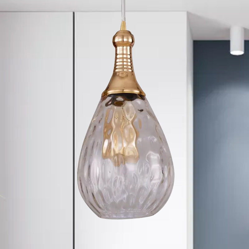 Vintage Teardrop -Anhänger Beleuchtung 1 Glühhöhe Verstellbares Bernstein/Klar/Rauch Wasserglas Schatten Hängende Deckenleuchte