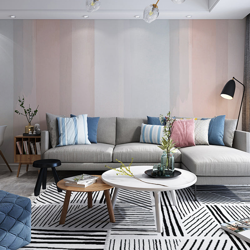 Scandinavian Ombre Wall Art for Living Room, Large Wall Mural in Orange and Blue