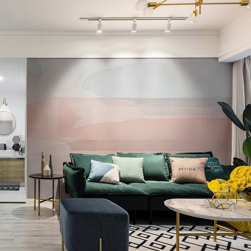 Scandinavian Ombre Wall Art for Living Room, Large Wall Mural in Orange and Blue