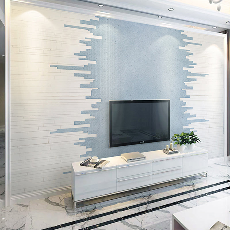 Extra Large Scandinavian Wall Mural Brick Guest Room Wall Covering in Blue and White, Made to Measure