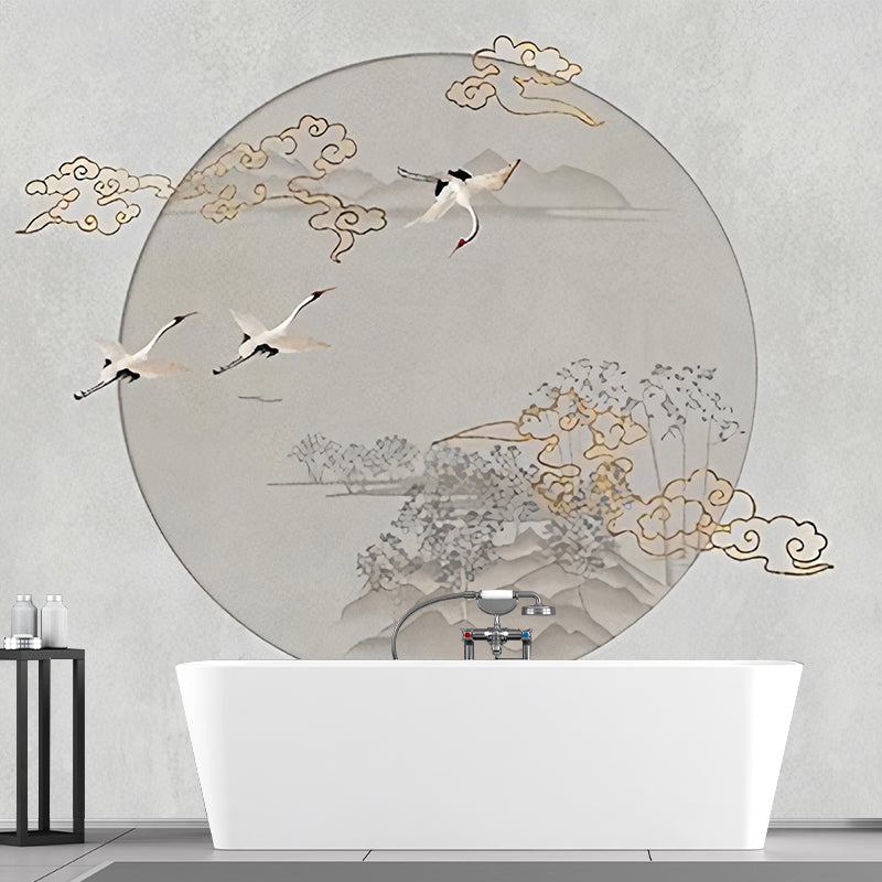 Peinture murale plein soleil et oiseaux en revêtement mural non tissé de couleur pastel pour la décoration intérieure, imprimé sur mesure