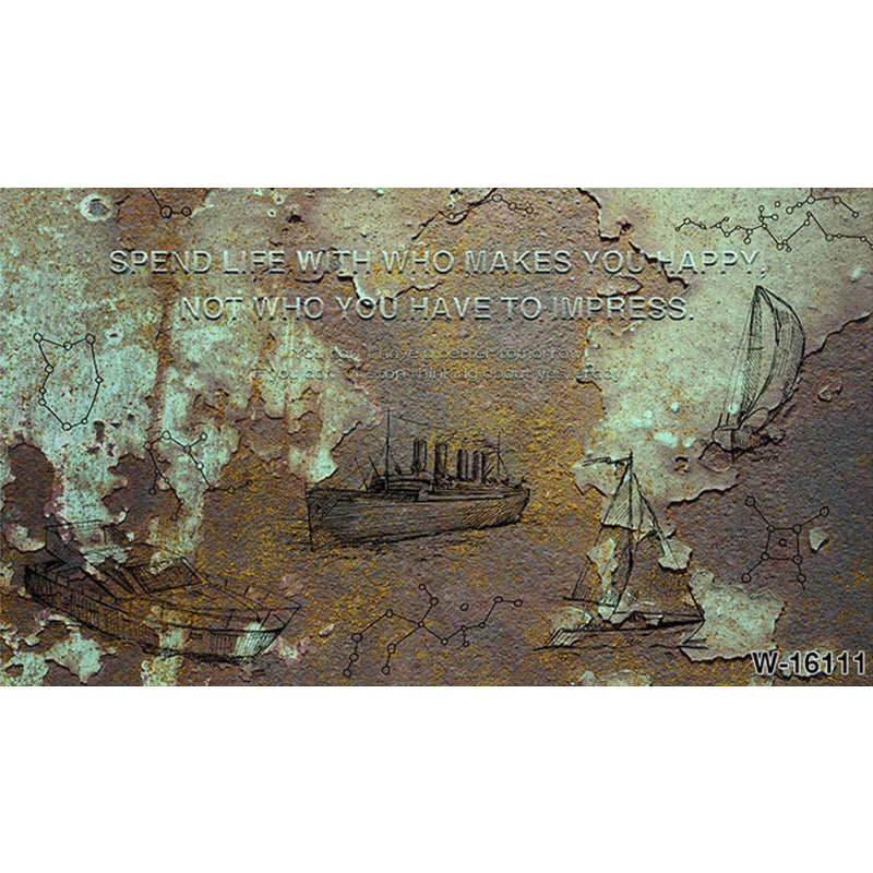 Illustration Rusty Iron Wall Mural Extra Large Wall Covering for Restaurant, Made to Measure