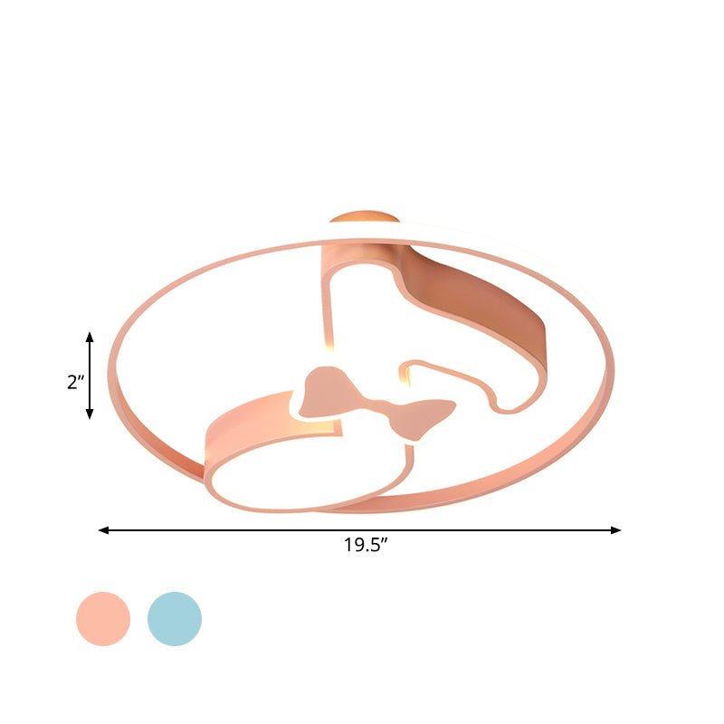 Kids Musical Note Ceiling Lamp Acrylic LED Nursery Flush Mount Light in Pink/Light Blue, Warm/White Light