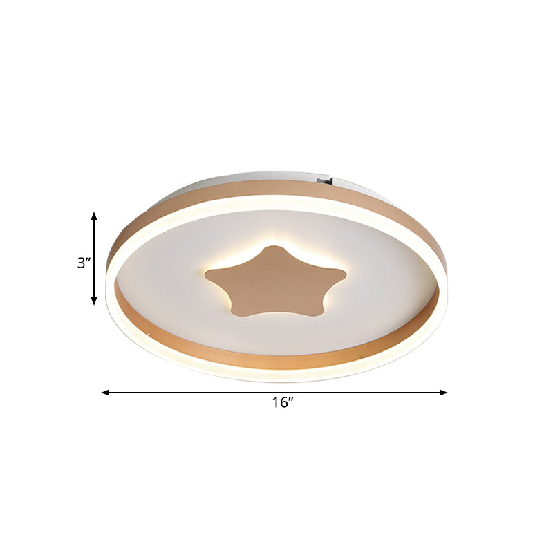 Acryl Star Flushmount Lighting Minimalist LED White Flush Lamp in White/Warm Light for Bedroom, 16 "/19.5" Dia