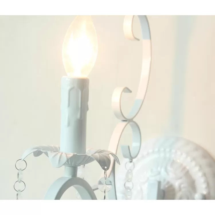 Metalen kaarslicht licht met kristal deco 1 kop traditionele wandlamp in wit voor gang