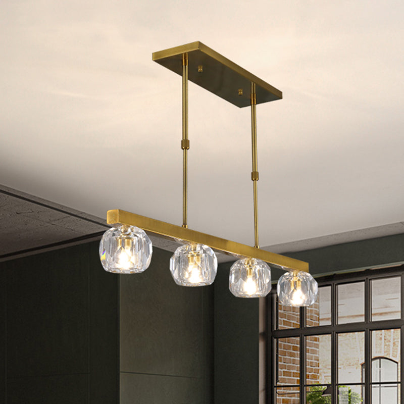FACKET Crystal Sphere Island Pendant Light Minimalist 3/4 Luci Kit lampada appesa in oro con design lineare