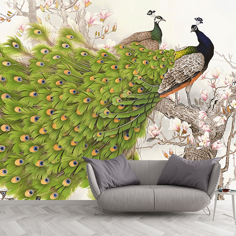 Stain-Resistant Peacock Wall Art Personalized Size Wall Mural for Home Decoration