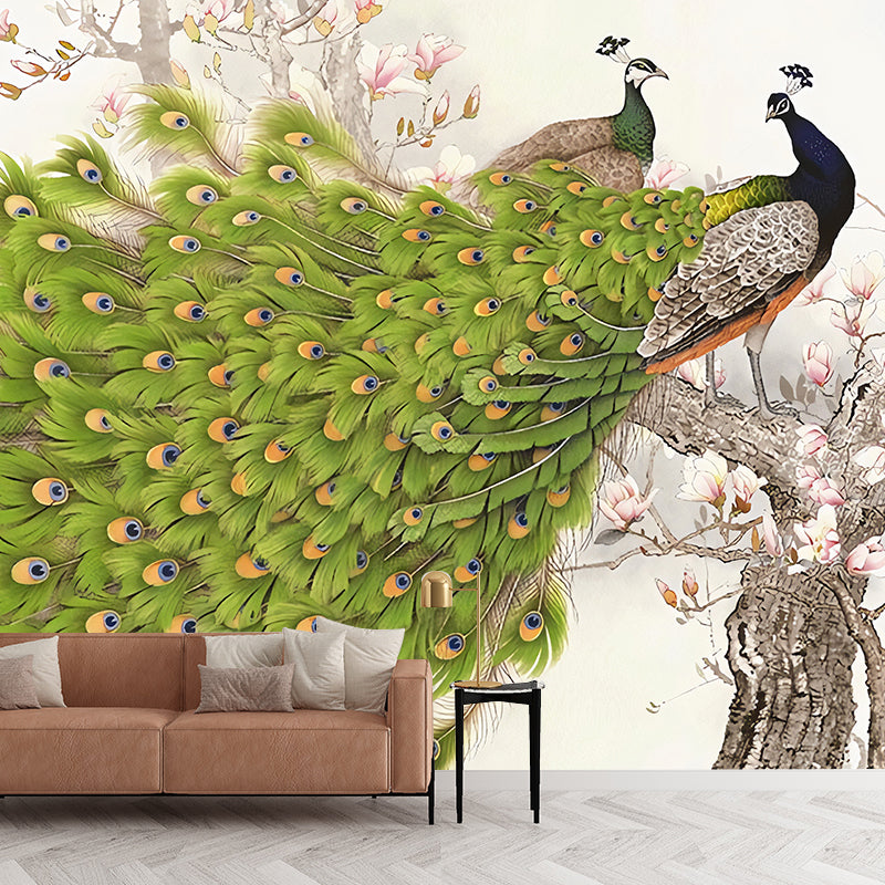 Stain-Resistant Peacock Wall Art Personalized Size Wall Mural for Home Decoration