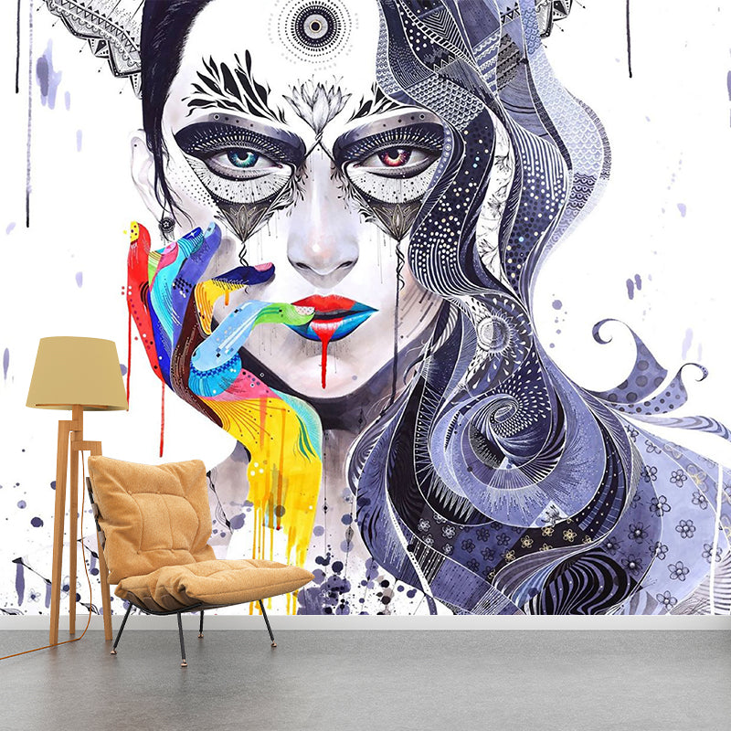 Stain-Resistant Beauty Wall Mural Non-Woven Material Fashion Wall Covering for Barber Shop