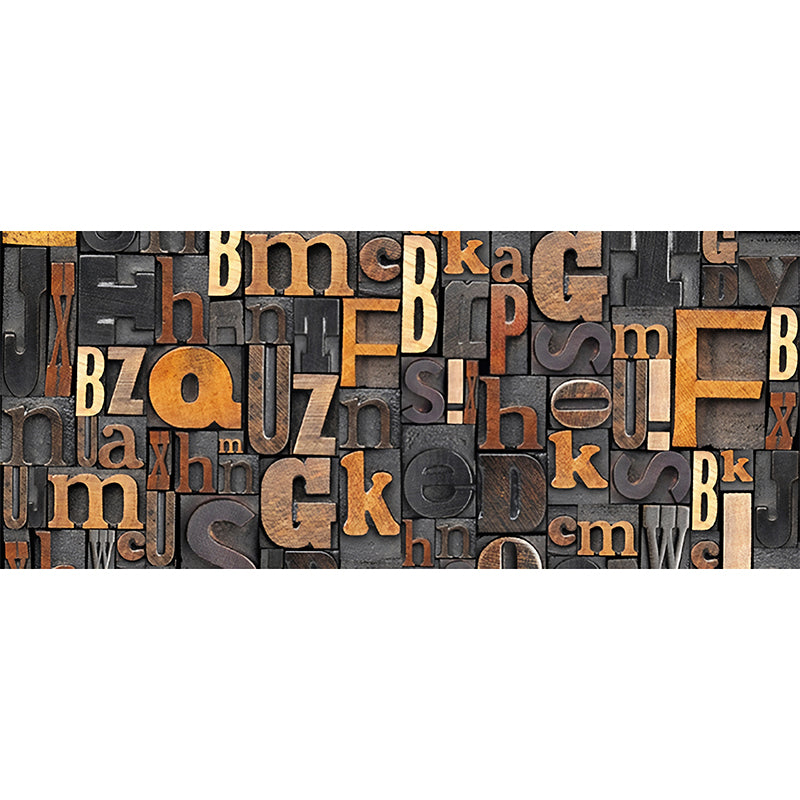 Custom-Made Photo Style Industrial Mural Wallpaper for Restaurant Decor with Letters Design in Brown